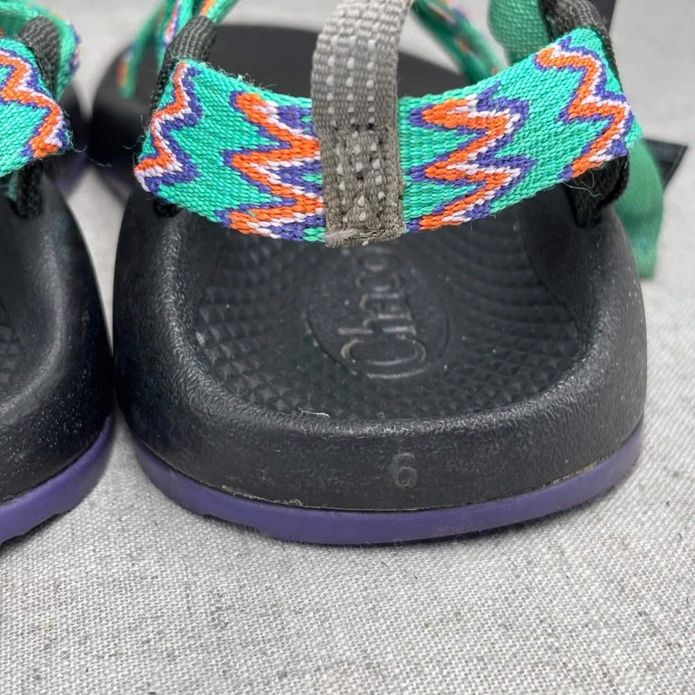 Chaco Kids Z1 Ecotread Strappy Sandals Green Purple Geometric Unisex Kids Size 6